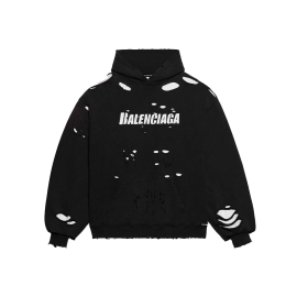 Balenciaga Caps Destroyed Hoodie Black/White